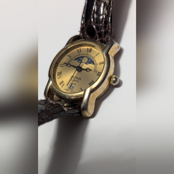 Vintage UNITRON Moon Phase Date Watch Brown Leather…31 - Picture 7 of 8
